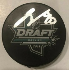 JOE VELENO SIGNED 2018 NHL DRAFT HOCKEY PUCK W/ CASE DETROIT RED WINGS COA