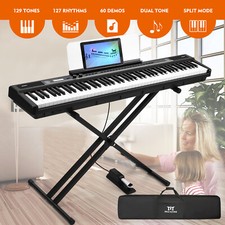 Black 88Key Semi Weighted Digital Piano Electric Keyboard w/USB MIDI,Pedal,Stand