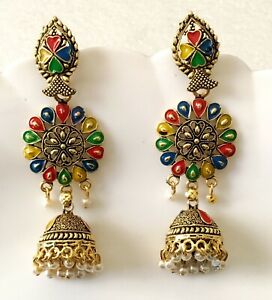 Nuevo Color De Oxidación De Bollywood Jhumka Jhumki Joyas De Nuevo Color De Oxidación De Bollywood Jhumka Jhumki Joyas De