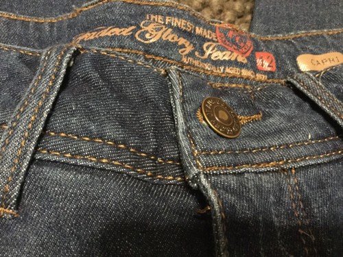 Faded Glory Dark Denim Capri DISTRESSED STRETCH Low Rise Size 12 - Picture 3 of 4