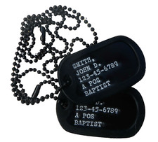 Real Black Debossed Military GI Dog Tags Army Navy Air Force USMC Coast Guard