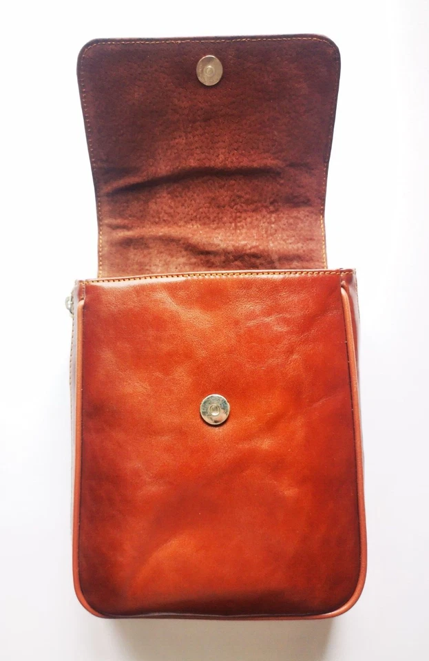 Bolso Bandolera Piquadro Cuero Hombre Marrón Grande Hombro Correa Ajustable Italia Foto 3 de 4