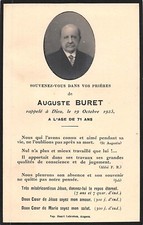 Genealogy Death Notice AUGUSTE BURET October 10, 1925