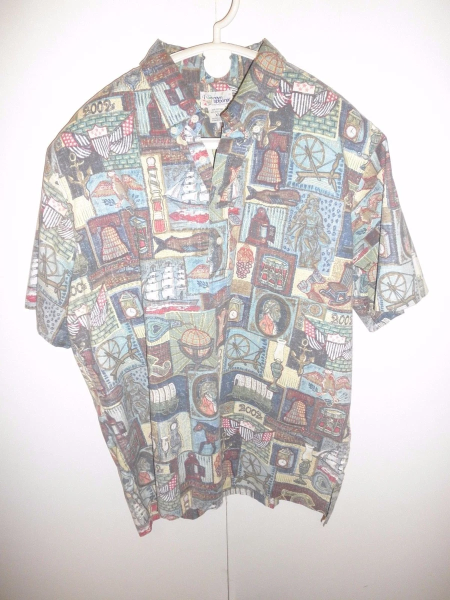 Chemise Reyn Spooner Homme Taille M - Bleu Moyen, Motif Hawaïen Pêche Au Marlin - Manches Courtes
