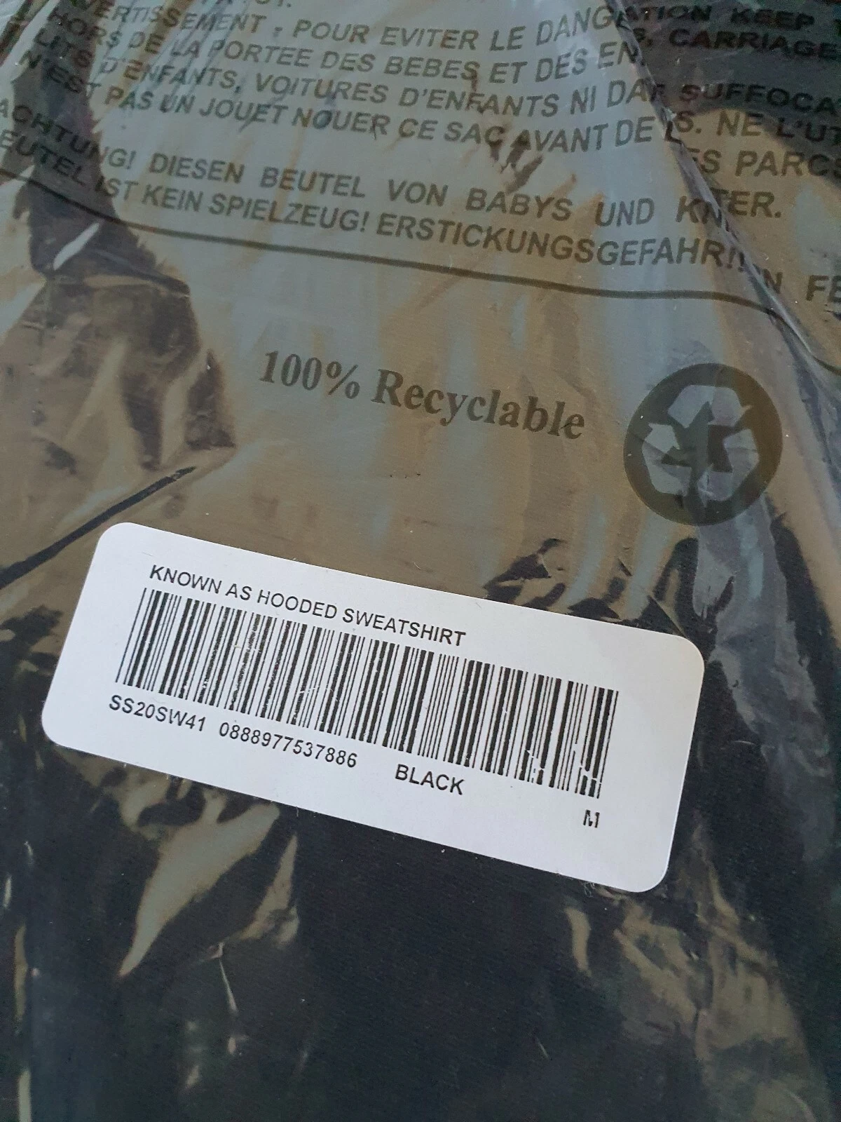 Felpa nera con cappuccio SS20 Supreme Known As taglia M media