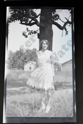 1930s cute woman in white dress candid Vtg b/w film NEGATIVE Wb | eBay