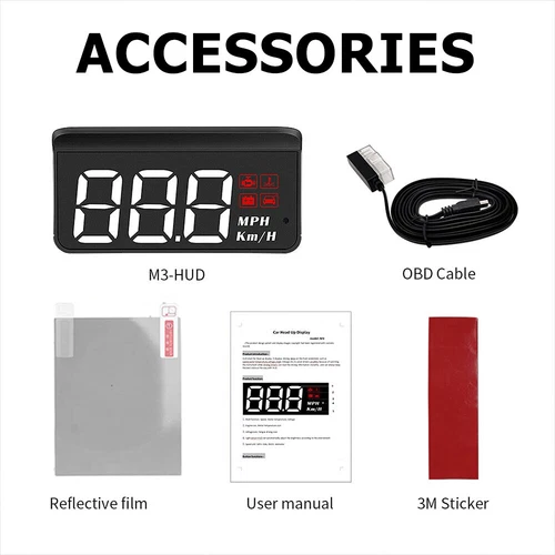 Universal OBD2 HUD Head-up LED GPS Speedometer Digital Display Car Speed Warning - Picture 3 of 13