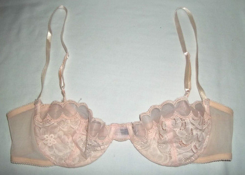 Vintage Rare Christian Dior Intimates 4758 Pink Lace Bra sz 36C Made in USA