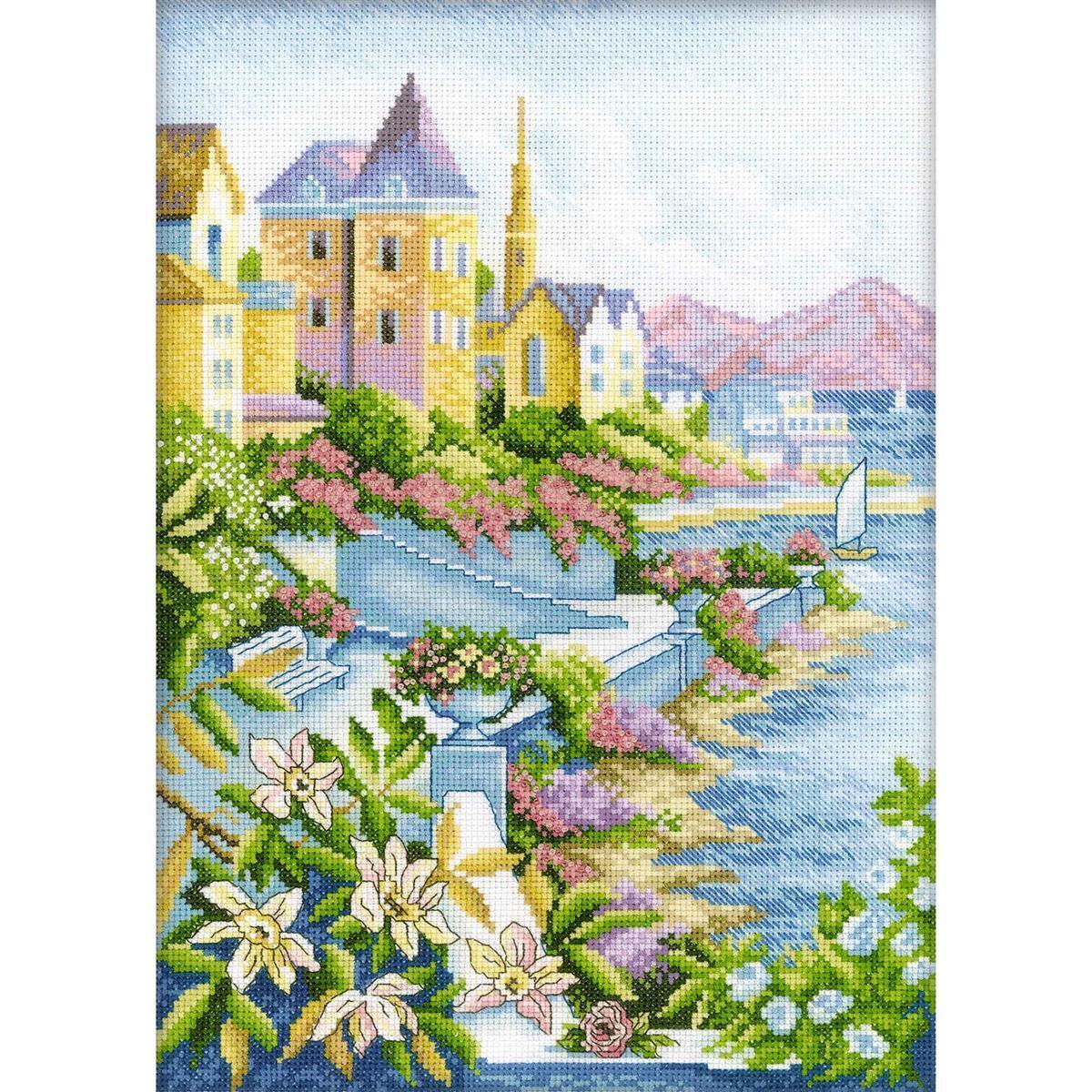 RTO counted Cross Stitch Kit ""Town By The Sea"" M248, 25x35 cm, DIY