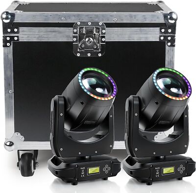 200W Moving Head LED Gobo Beam 8 Prism Stage Lights DMX Disco Show flight case