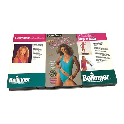 Lot of 3 Denise Austin Fitness VHS Videos - 2 Bollinger Tapes / 1 Super Stomachs