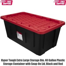 Hyper Tough Extra Large Storage Bin, 40 Gal Plastic Storage Container Snap Lid