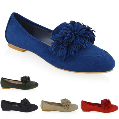 Damen-Pumps niedriger Absatz Damen-Slipper Halbschuhe runde Spitze Quaste Arbeitsschuhe 3-8