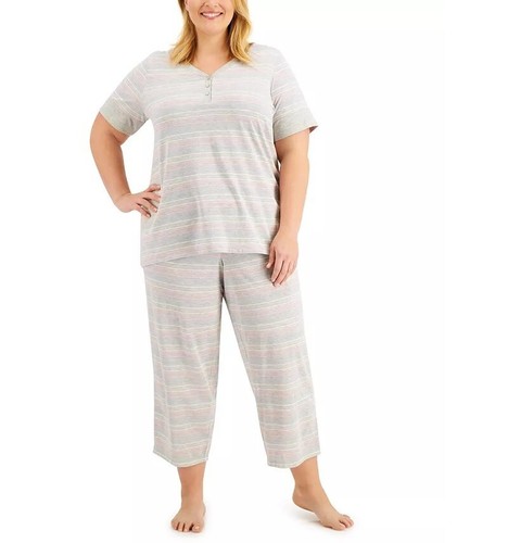 Damen Pyjama Set Baumwolle Strick Charter Club XXXL Capri für größere Frauen NEU - Bild 2 von 4
