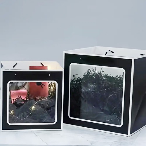 20x Flower Doll Gift Bag Clear Window Packaging Bags Square Box Cake Baking Tote - Picture 10 of 36