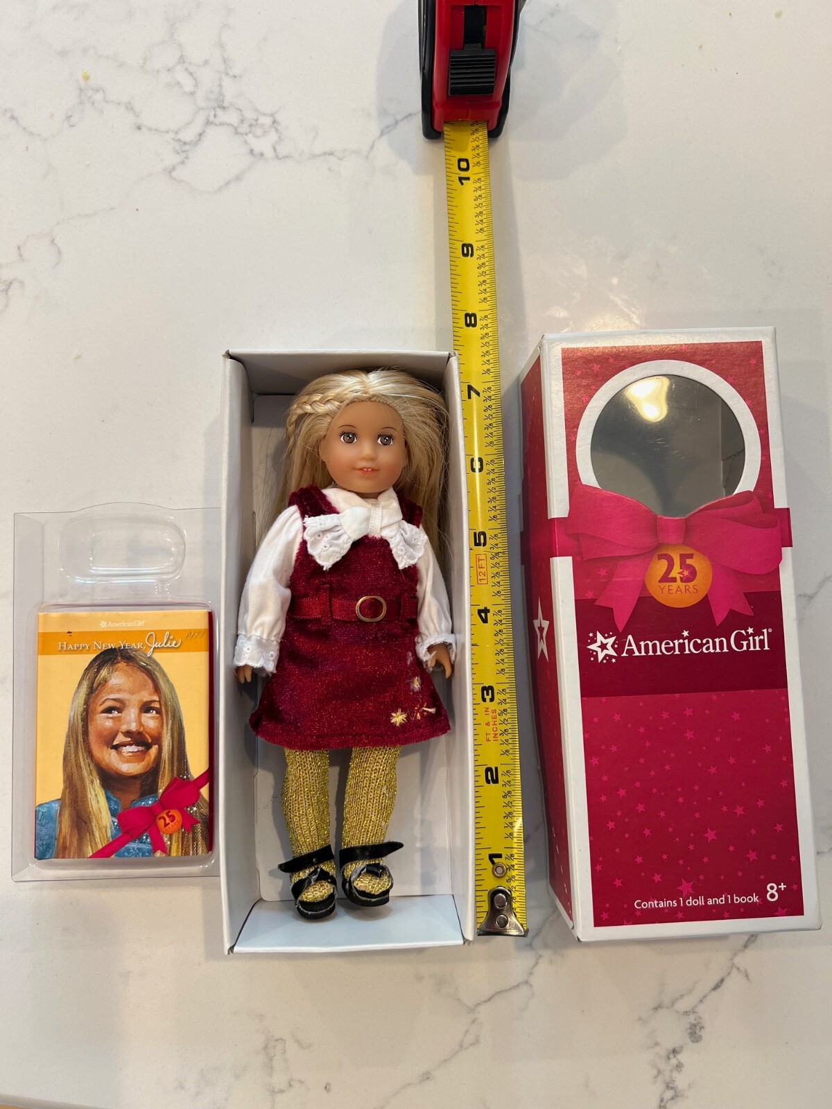 American Girl Doll JULIE Classic MINI  6&rdquo; and Happy New Year mini book