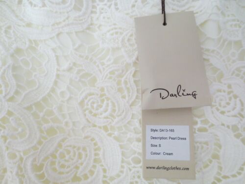 DARLING PEARL DESIGNER CREAM / IVORY LACE PENCIL DRESS Black Trim Size S 10 BNWT - Picture 7 of 9