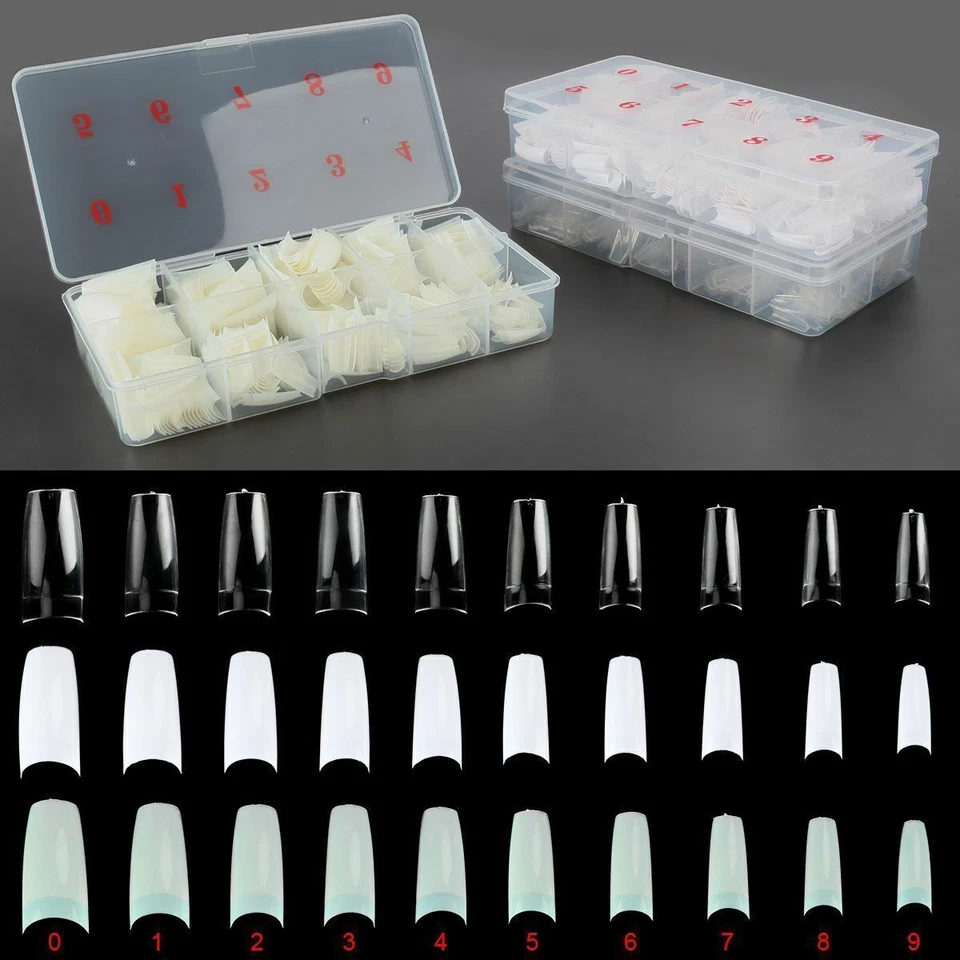 500 piezas/caja transparente sólido natural francés falso acrílico puntas para arte en uñas gel UV hágalo usted mismo Foto 3 de 4