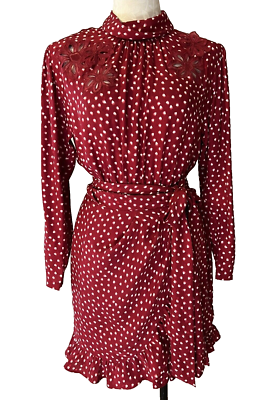 Rebecca Taylor Embroidered Silk Blurry Heart Dress 10 Red Ivory Long Sleeve Rebecca Taylor Embroidered Silk Blurry Heart Dress 10 Red Ivory Long Sleeve