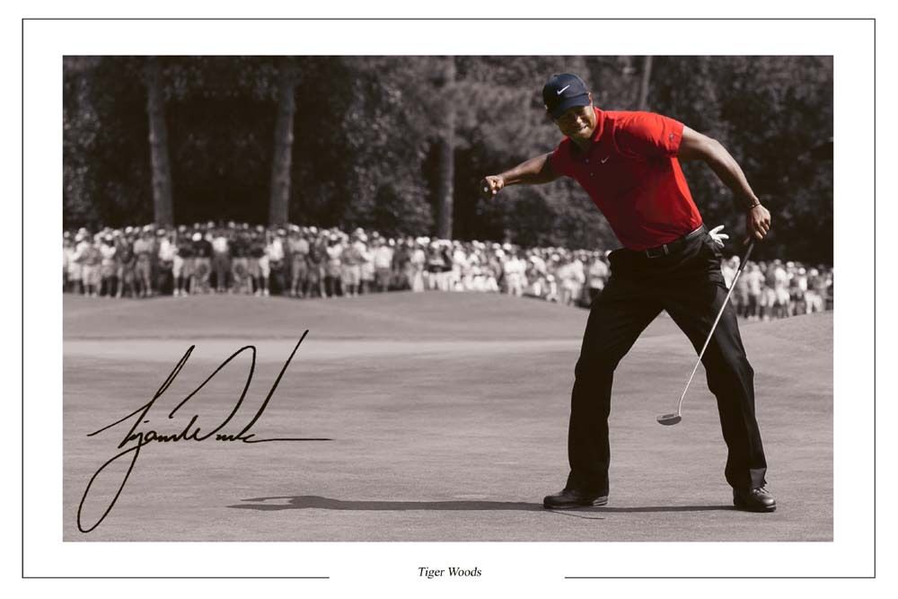 TIGER WOODS OPEN GOLF AUTOGRAPH SIGNED PHOTO PRINT 