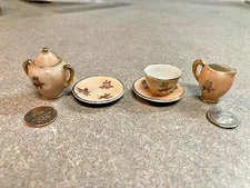 Antique Japanese Lusterware Miniature Porcelain Tea Set Collectible 5 Pieces