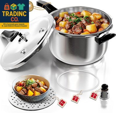 #ad Pressure Cooker Stainless Steel 6.5 Qt Commercial Stove Top Pressure Cooker Pot $95.99