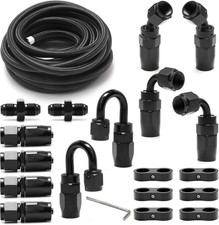 4AN Fuel Line Kit - 10FT Nylon Stainless Steel Braided Fuel Hose  4AN-10FT