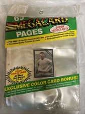 Vintage Megacard Sport Card Binder Pages Pack of 65 sealed package w/ bonus card