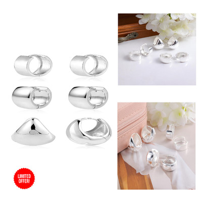 Alexcraft 3 Paar Creolen Gold Ohrringe Damen 14 Karat Schmuck Huggies