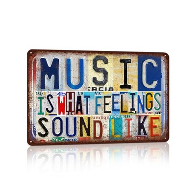 Vintage Music Room Wall Decor Inspirational Quotes Metal Sign Tin Signs Poste...