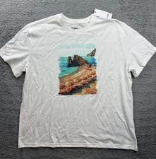 Goodfellow Shirt Mens XL White Beach Graphic Tee Classic Fit Summer Umbrellas