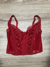 Victoria's Secret RED Lace Boned Demi Bustier Corset Size M-DD A50