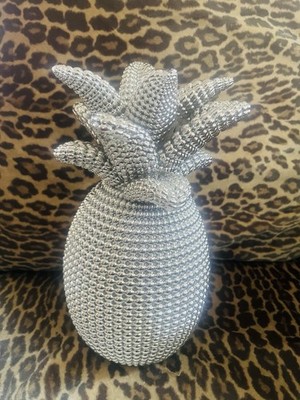 Silver Polystone Glam Pineapple Sculpture . NICE