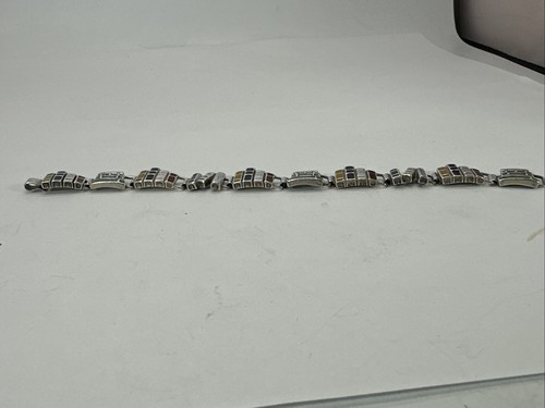 Vintage 925 Sterling Silver Dakota West Enamel Stack Book Librarian Bracelet 7” - Picture 12 of 13