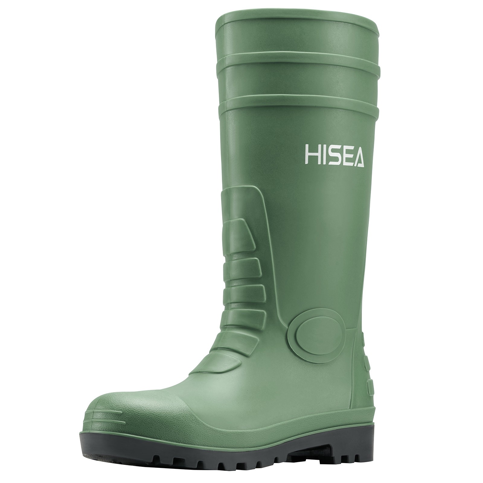 HISEA Men's Knee Hign Rain Boots Steel Toe Waterproof Work Boots Garden Fishing