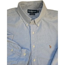 Ralph Lauren Yarmouth Men's Blue Oxford Long Sleeve Button Pony Shirt Sz 17-34
