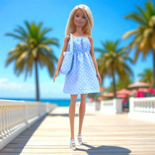 Barbie Sommerkleid blau gepunktet mit Tasche ...