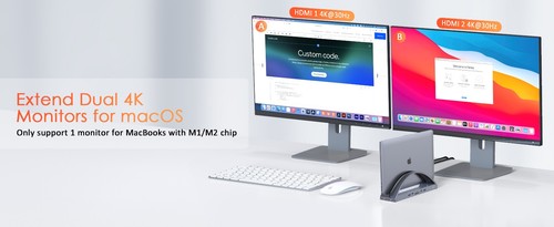 TobenONE MacBook Docking Station Dual Monitor 4K with 100W Power Adapter, 13-in- - 第 15/15 張圖片