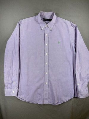 Polo Ralph Lauren Purple & White Gingham Green pony Button Down Shirt Size XL