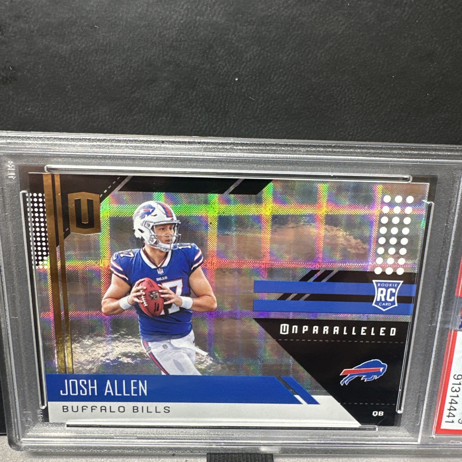 2018 Panini Unparalleled - Rookie Josh Allen #207 Superplaid /150 (RC) PSA 9 view 3