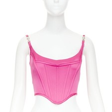 new VERSACE Medusa '95 Satin Waterlilly pink boned corset bustier top IT38 XS