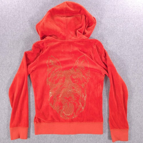 Juicy Couture Vtg Red Velour Tracksuit Y2K Pants Dog Hoodie Youth Large 8/10 - Picture 7 of 22
