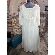 nightgown robe set bridal white sheer ankle length 1950s