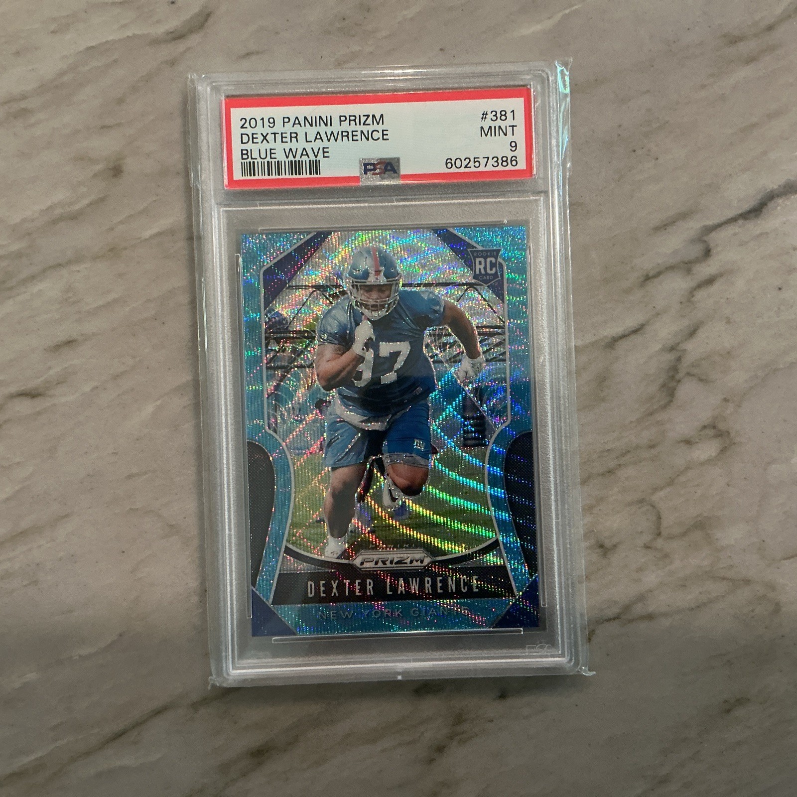 Dexter Lawrence Panini Prizm #381 Blue Wave