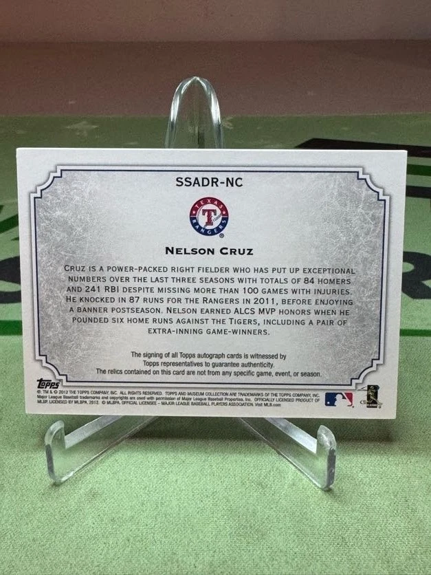 Colección Museo Topps 2012 Nelson Signature juego muestras usadas automático/50 Texas Foto 2 de 2