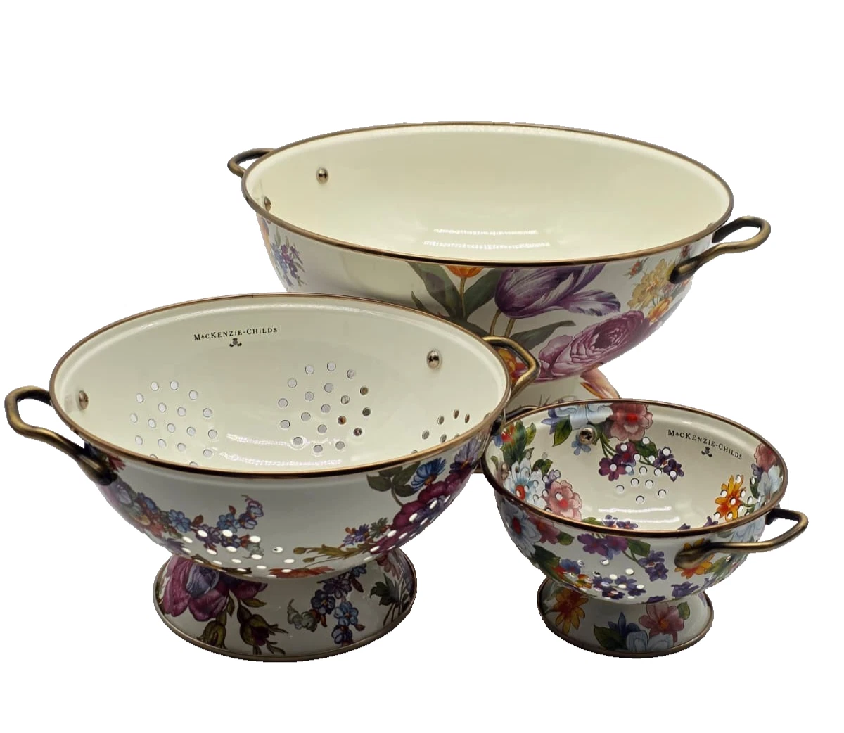 MacKenzie-Childs Flower Market Everything Bowl & Colanders Set – New in Box