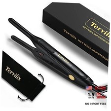 Pencil Flat Iron for Edges Short Hair, 3/10 Inch Small Hair 0.3 Inch Black