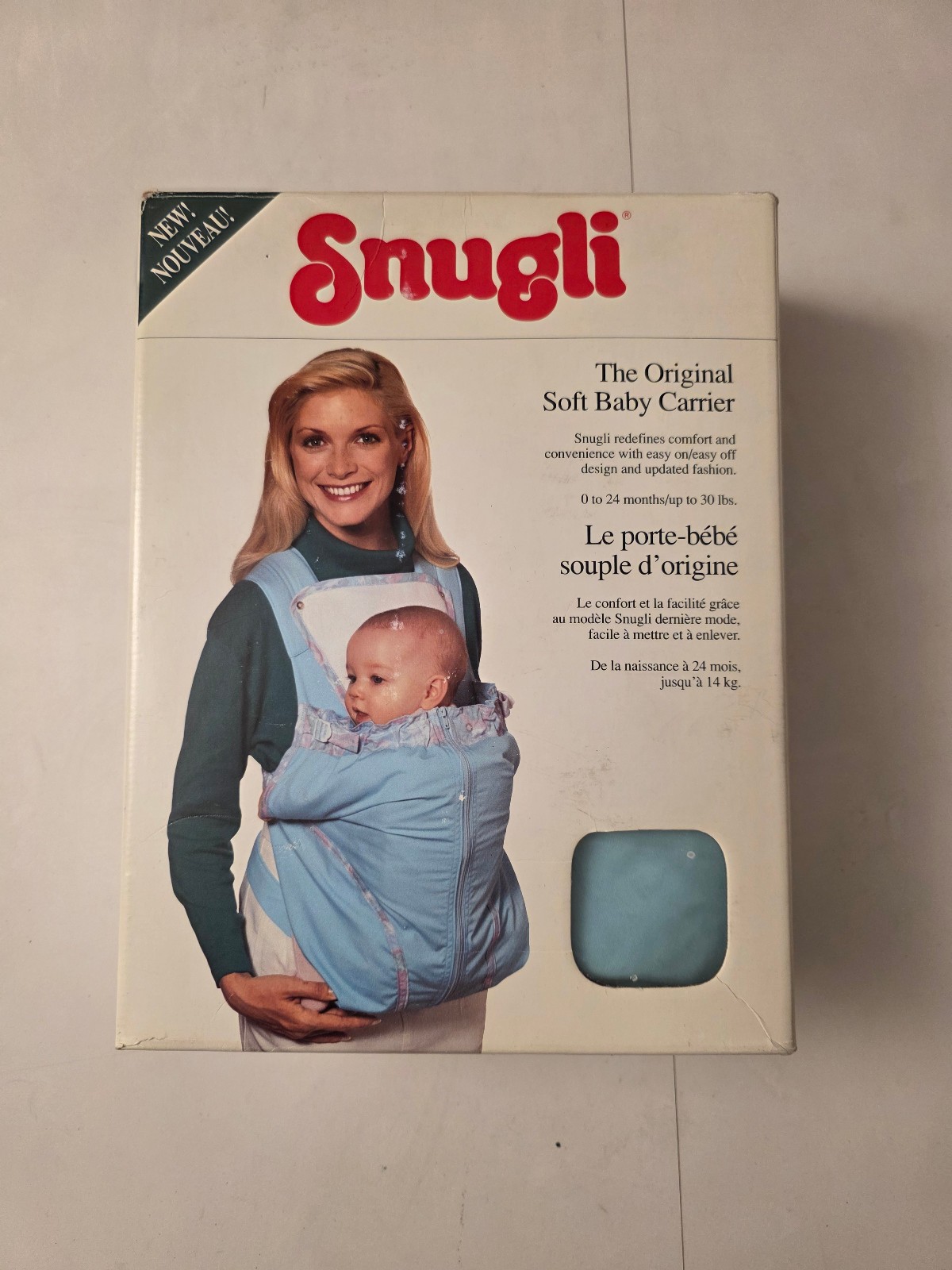 Vintage 90's Snugli Soft Baby Carrier Light Blue Urban Street Style (NEW)