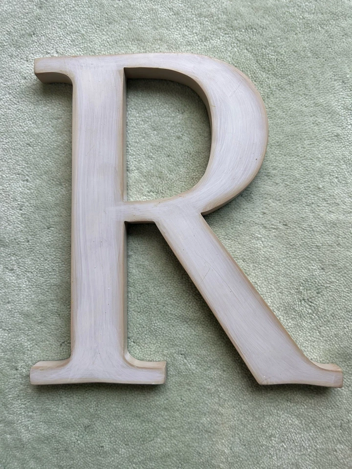 Colgante Pottery Barn letra mayúscula inicial "R" blanco roto Foto 3 de 4