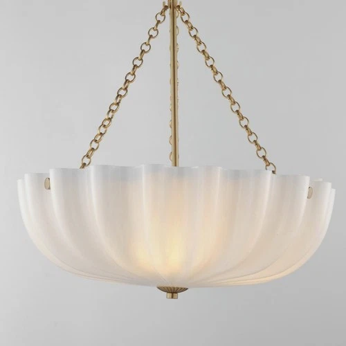 Maxim Lighting 22653WTNAB Bundt Semi-Flush Mount White and Natural Aged Brass - Picture 2 of 4